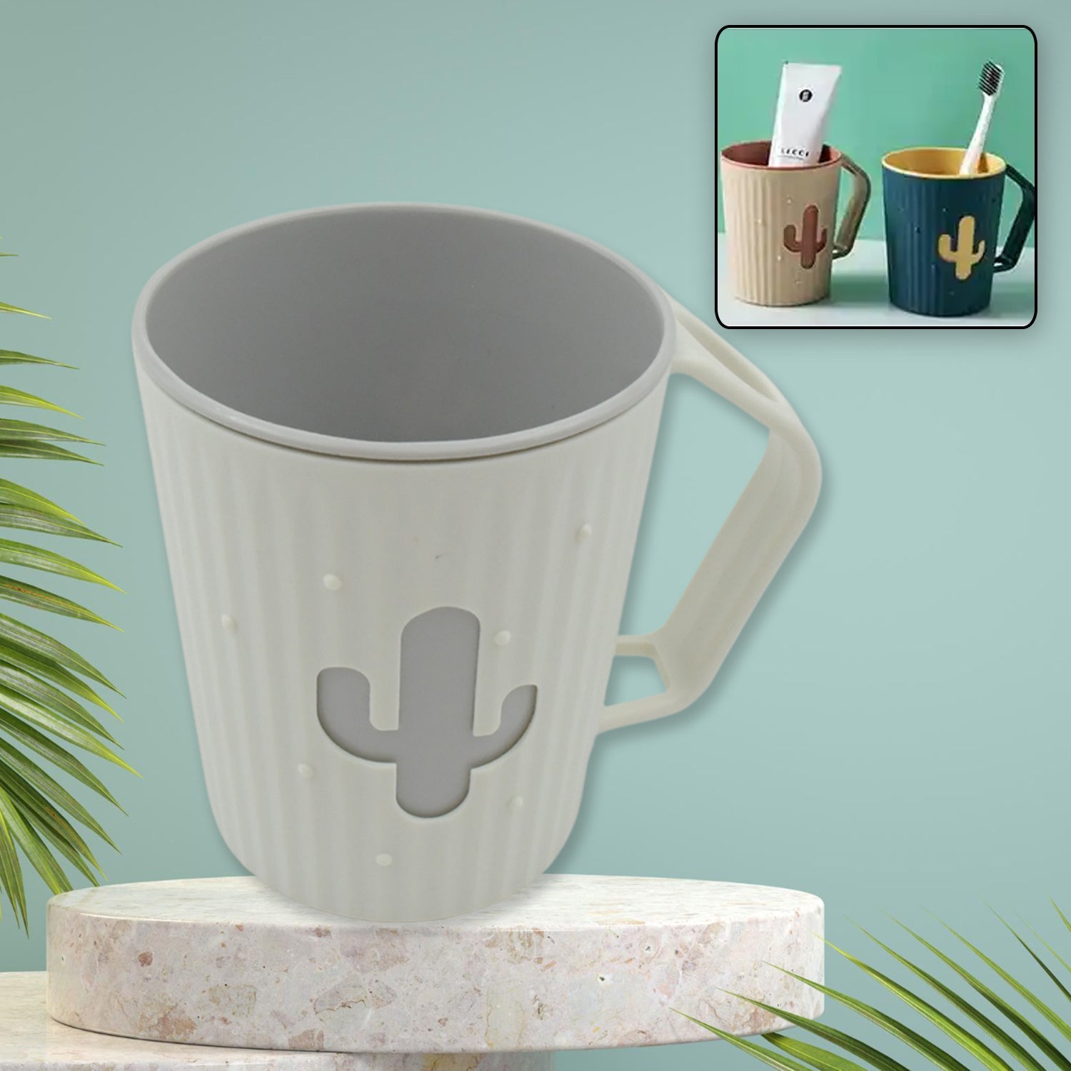 4291 Multi-Purpose Plastic Cactus Cup, Brushing Cup, Cactus Look Toothbrush And Toothpaste Holder Bathroom Cup Cartoon Bathroom Cup With Slot Handle Toothbrush Holder For Bathroom (1 Pc) 4291 Multi-Purpose Plastic Cactus Cup, Brushing Cup, Cactus Look Toothbrush And Toothpaste Holder Bathroom Cup Cartoon Bathroom Cup With Slot Handle Toothbrush Holder For Bathroom (1 Pc)